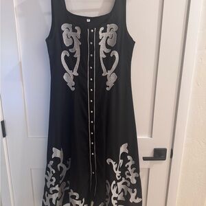 Western  Black and white Embroidered Dress